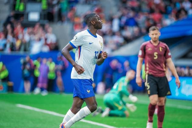 EURO 2024 - Round of 16: France vs. Belgium Randal Kolo Muani scores through a deflection by Jan Vertonghen and celebrates during the EURO 2024 Round of 16 match between France and Belgium on 01 July 2024, at Duesseldorf Arena, in Duesseldorf, Germany Duesseldorf Duesseldorf Arena Germany Copyright: xAlexandraxFechetex DSC03932