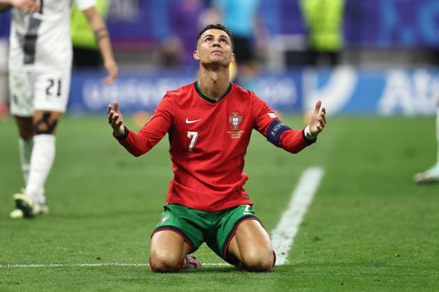 Cristiano Ronaldo (Portugal) during the UEFA EURO, EM, Europameisterschaft,Fussball Germany 2024 match between Portugal 3-0 Slovenia at Frankfurt Arena on July 01, 2024 in Frankfurt , Germany. Noxthirdxpartyxsales  (258332814)