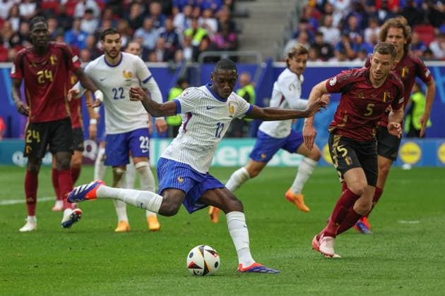 EM 2024: Frankreich - Belgien am 01.07.2024 in der Arena Düsseldorf in Duesseldorf Randal Kolo Muani (France 12) erzielt das Tor zum 1 zu 0