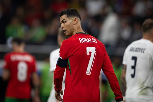 (240702) -- FRANKFURT, July 2, 2024 -- Cristiano Ronaldo of Portugal reacts during the UEFA EURO, EM, Europameisterschaft,Fussball 2024 Round of 16 match between Portugal and Slovenia in Frankfurt, Germany on July 1, 2024. ) (SP)GERMANY-FRANKFURT-FOOTBALL-EURO 2024-PORTUGAL VS SLOVENIA XiaoxYijiu 