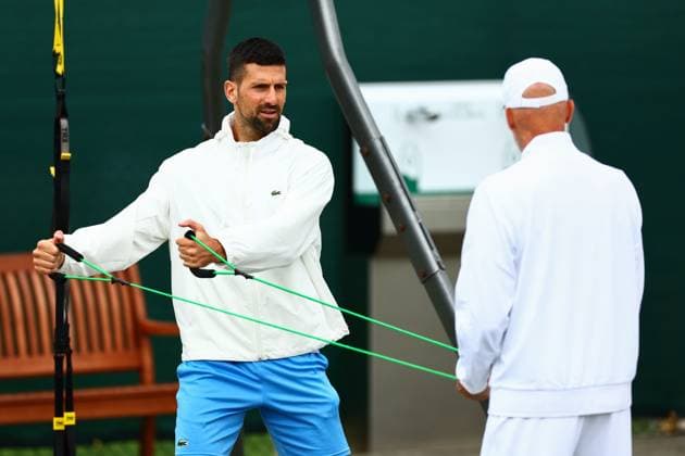 Novak Djokovic training. Wimbledon Tennis Championships, Day 2, The All England Lawn Tennis and Croquet Club, London, UK - 02 Jul 2024  Copyright: xJamesxMarsh Shutterstockx 14567680v