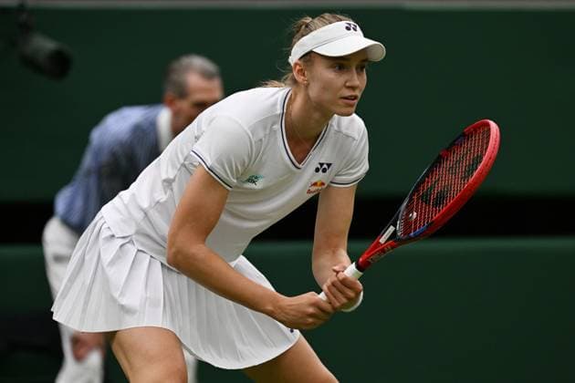 Elena Rybakina of Kazakhstan plays Elena-Gabriela Ruse of Romania of the ladies singles event on the second day of the Wimbledon tennis championships held at the All England Lawn Tennis & Croquet Club. Featuring: Elena Rybakina Where: London, London, United Kingdom When: 02 Jul 2024 Credit: Ray Tang Cover Images **STRICTLY EDITORIAL USE ONLY** EDITORIAL USE ONLY. RESTRICTED TO NEWSPAPERS BASED IN THE UK Copyright: xx coverimg53915550