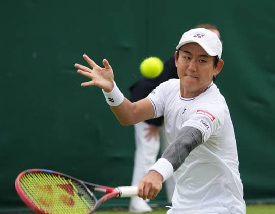 Lawn Tennis - 2024 Wimbledon Championship - Yoshihito Nishioka (JPN) v Nunu Borges (POR) - All England Lawn Tennis & Croquet Club - Tuesday 2nd July 2024 Yoshihito Nishioka (JPN) 