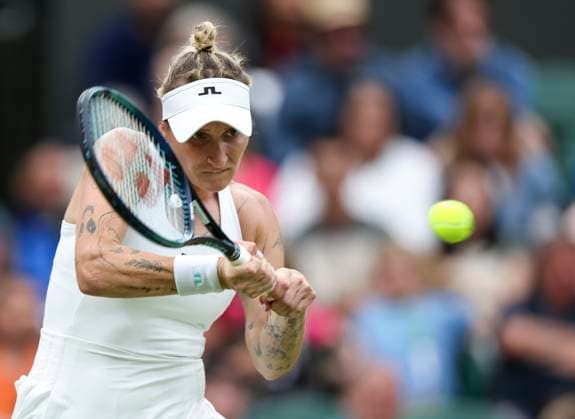 (240702) -- LONDON, July 2, 2024 -- Marketa Vondrousova competes during the women s singles first round match between Marketa Vondrousova of the Czech Republic and Jessica Bouzas Maneiro of Spain at Wimbledon tennis Championship in London, Britain, July 2, 2024. ) (SP)BRITAIN-LONDON-TENNIS-WIMBLEDON-DAY 2 HanxYan 