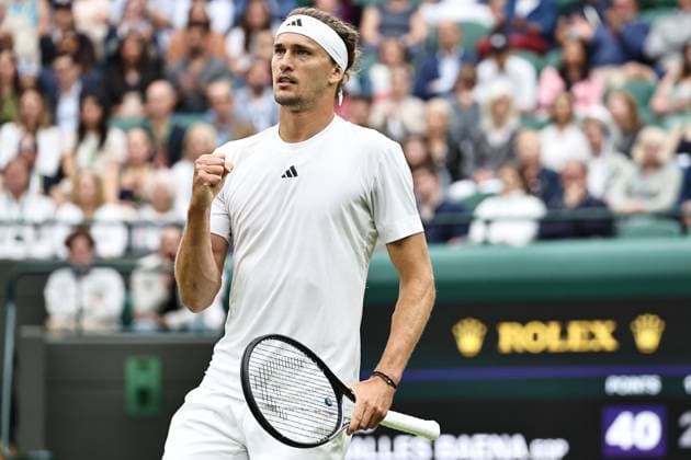 Alexander Zverev, GER, during first round of 2024 All England Lawn Tennis Championships at Wimbledon, gentlemens singles, London, 02 07 2024; -