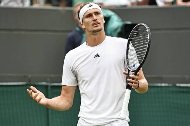 Alexander Zverev, GER, during first round of 2024 All England Lawn Tennis Championships at Wimbledon, gentlemens singles, London, 02 07 2024; -
