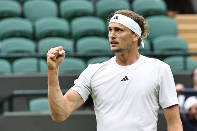 Alexander Zverev, GER, during first round of 2024 All England Lawn Tennis Championships at Wimbledon, gentlemens singles, London, 02 07 2024; -