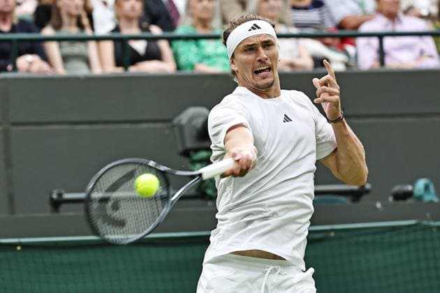 Alexander Zverev, GER, during first round of 2024 All England Lawn Tennis Championships at Wimbledon, gentlemens singles, London, 02 07 2024; -