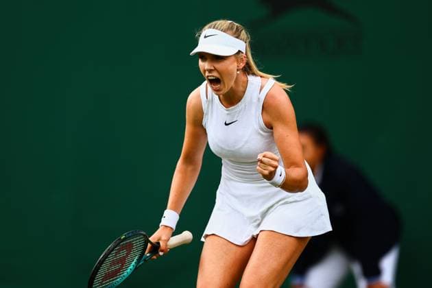 Katie Boulter celebrates on Court 3 Wimbledon Tennis Championships, Day 2, The All England Lawn Tennis and Croquet Club, London, UK - 02 Jul 2024  Copyright: xJamesxMarsh Shutterstockx 14567680dd