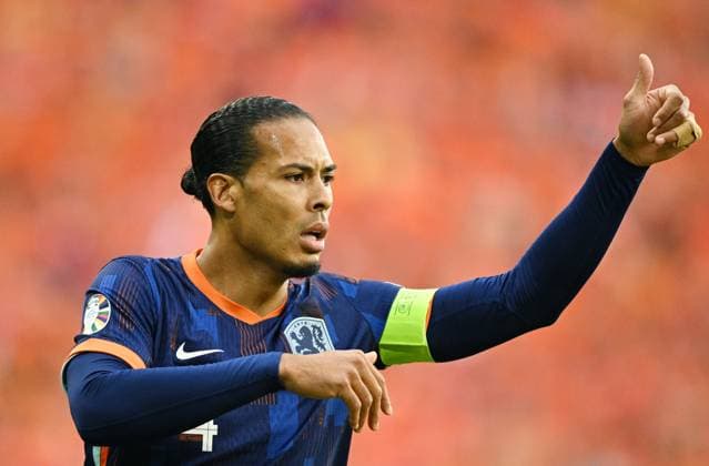 Germany Soccer Euro 2024 Romania - Netherlands 8721233 02.07.2024 Netherlands Virgil van Dijk reacts during the UEFA EURO, EM, Europameisterschaft,Fussball 2024 round of 16 soccer match between Romania and Netherlands at the Munich Football Arena in Munich, Germany. Alexey Filippov Sputnik Munich Germany  Copyright: xAlexeyxFilippovx
