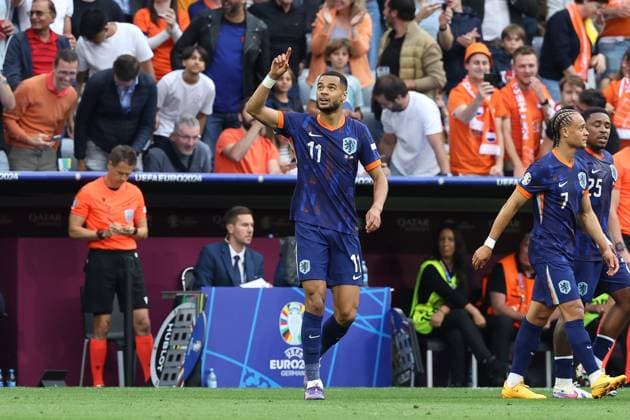 Torjubel von Cody Gakpo 11 (Niederlande) zum 0:1, Rumaenien vs. Niederlande, Fussball, UEFA EURO, EM, Europameisterschaft,Fussball 2024, Achtelfinale, M43, 02.07.2024 Muenchen Bayern Deutschland