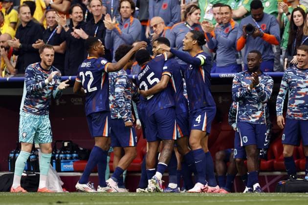 MUNICH - The Netherlands celebrates Cody Gakpo s 0-1 during the UEFA EURO, EM, Europameisterschaft,Fussball 2024 round of 16 match between Romania and the Netherlands at the Munich Football Arena on July 2, 2024 in Munich, Germany. ANP MAURICE VAN STEEN netherlands out - belgium out Munchen xVIxxIVx 502624109 originalFilename: 0705010483st.jpg