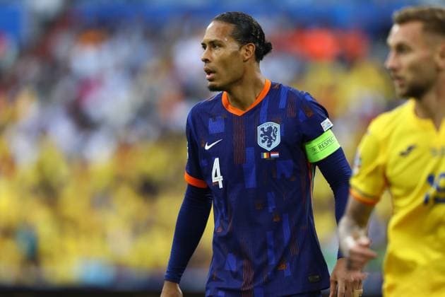 July 2, 2024, Munich, Bavaria, Germany: VIRGIL VAN DIJK 4 of Team Netherlands in action during the UEFA EURO, EM, Europameisterschaft,Fussball 2024 Round of 16 between ROMANIA and NETHERLANDS at Allianz Arena in Munich, Germany Munich Germany - ZUMAc179 20240702_zep_c179_039 Copyright: xMickaelxChavetx