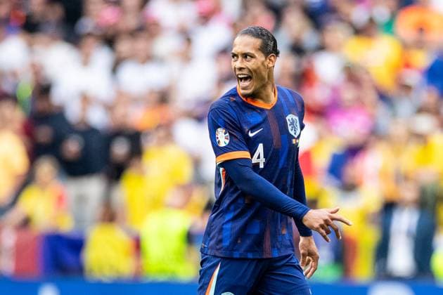 UEFA EURO, EM, Europameisterschaft,Fussball 2024: Rumänien - Niederlande; 02.07.2024 Virgil van Dijk (Niederlande, 4) mit den Emotionen UEFA EURO 2024: Rumänien - Niederlande; Munich Football Arena, München; 02.07.2024 Copyright: xBEAUTIFULxSPORTS Buriakovx