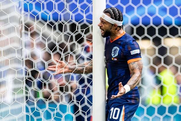 UEFA EURO, EM, Europameisterschaft,Fussball 2024: Rumänien - Niederlande; 02.07.2024 Memphis Depay (Niederlande, 10) mit Emotionen im Tor UEFA EURO 2024: Rumänien - Niederlande; Munich Football Arena, München; 02.07.2024 Copyright: xBEAUTIFULxSPORTS Buriakovx