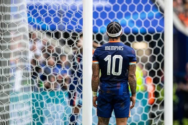 UEFA EURO, EM, Europameisterschaft,Fussball 2024: Rumänien - Niederlande; 02.07.2024 Memphis Depay (Niederlande, 10) mit Emotionen im Tor UEFA EURO 2024: Rumänien - Niederlande; Munich Football Arena, München; 02.07.2024 Copyright: xBEAUTIFULxSPORTS Buriakovx