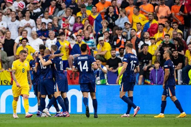 UEFA EURO, EM, Europameisterschaft,Fussball 2024: Rumänien - Niederlande; 02.07.2024 Niederlande im Jubel nach dem Toor, Donyell Malen (Niederlande, 18) UEFA EURO 2024: Rumänien - Niederlande; Munich Football Arena, München; 02.07.2024 Copyright: xBEAUTIFULxSPORTS Buriakovx