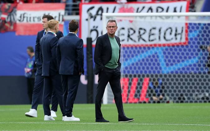 Trainer Ralf Rangnick vor dem Spiel Fußball Fussball Europameisterschaft Euro 2024 EM Herren Saison 2023 2024 02.07.2024 Österreich AUT vs. Türkei TUR in Leipzig DFL regulations prohibit any use of photographs as image sequences and or quasi-video.