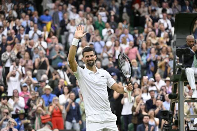 Tennis : Wimbledon 2024 - England - Novak Djokovic - Serbie Tennis : Wimbledon 2024 - England - 02 07 2024 ChrysleneCaillaud Panoramic 