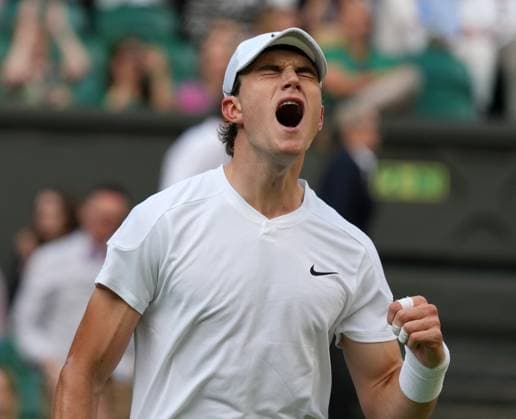 Lawn Tennis - 2024 Wimbledon Championship - Jack Draper (GBR) v Elias Ymer (SWE) - All England Lawn Tennis & Croquet Club - Tuesday 2nd July 2024 Jack Draper (GBR) celebrates winning the 3rd set 