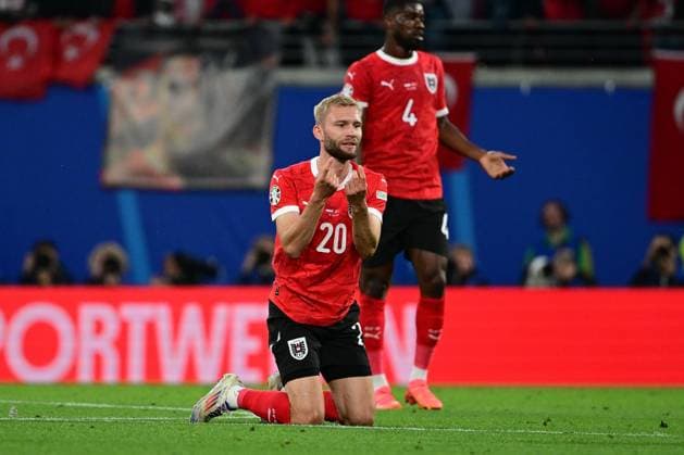 Konrad Laimer 20 (Oesterreich), Oesterreich vs. Tuerkei, Fussball, UEFA EURO, EM, Europameisterschaft,Fussball 2024, Achtelfinale, 02.07.2024 Leipzig Sachsen Deutschland
