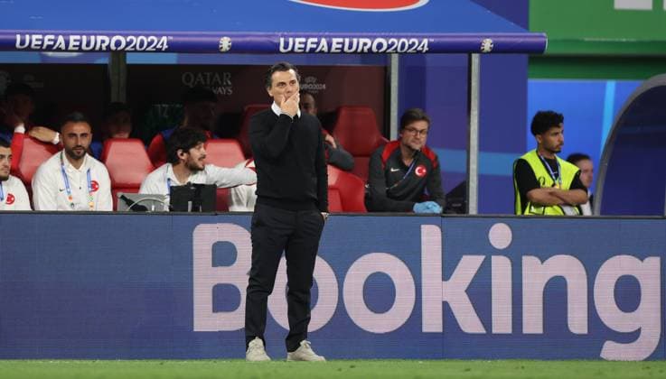 Leipzig, Germany, 2nd July 2024. Vincenzo Montella coach of Turkey during the UEFA European Championships Round of 16 match at Leipzig Stadium, Leipzig. Picture credit should read: Paul Terry Sportimage EDITORIAL USE ONLY. No use with unauthorised audio, video, data, fixture lists, club league logos or live services. Online in-match use limited to 120 images, no video emulation. No use in betting, games or single club league player publications. SPI-3215-0049
