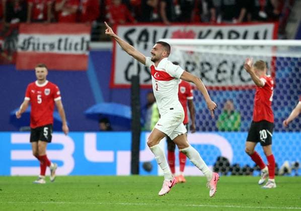 02.07.2024, xtgx, Fussball EM 2024 1 8 Finale, Österreich - Türkei emspor, v.l. Merih Demiral (Türkei Tuerkei) celebrate the goal, Der Torjubel zum 2:0 (UEFA REGULATIONS PROHIBIT ANY USE OF PHOTOGRAPHS as IMAGE SEQUENCES and or QUASI-VIDEO) Leipzig