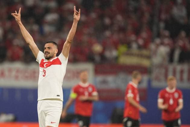 Bilder des Jahres 2024, Sport 07 Juli Sport Themen der Woche KW27 Sport Bilder des Tages Turkey s Merih Demiral celebrates after scoring the second goal for the 0-2 uring the Euro 2024 soccer match between Austria and Turkey at the Red Bull Arena -Round of 16, Leipzig, Germany - Tuesday July 02, 2024. - Soccer .  Copyright: xFabioxFerrari LaPressex