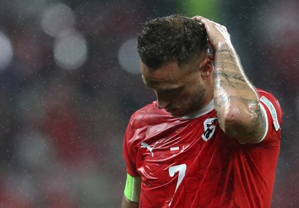 02.07.2024, xtgx, Fussball EM 2024 1 8 Finale, Österreich - Türkei emspor, v.l. Marko Arnautovic (Oesterreich) enttaeuscht, enttaeuscht schauend, dissapointed (UEFA REGULATIONS PROHIBIT ANY USE OF PHOTOGRAPHS as IMAGE SEQUENCES and or QUASI-VIDEO) Leipzig