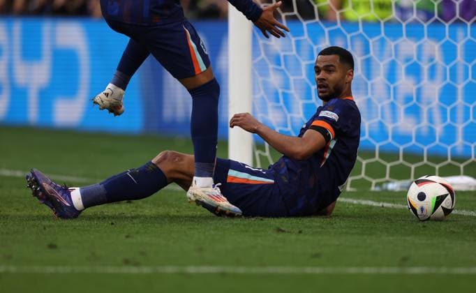 RECORD DATE NOT STATED Cody Gakpo after scoring second goal but was called for offside. Euro 2024 - Romania vrs Netherlands - Munich Arena Stadium Munich Germany - ZUMA 20240702_spo_a278_054 Copyright: xx