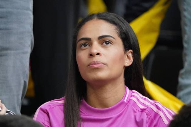 Nationalmannschaft, Fussball, UEFA Euro2024, EM 2024, Dortmund, Deutschland-Dänemark Sabrina Freundin von nico schlotterbeck, Deutschland, Aktion, Einzelbild *** National team, football, UEFA Euro2024, EM 2024, Dortmund, Germany Denmark Sabrina girlfriend of nico schlotterbeck, Germany, action, single image