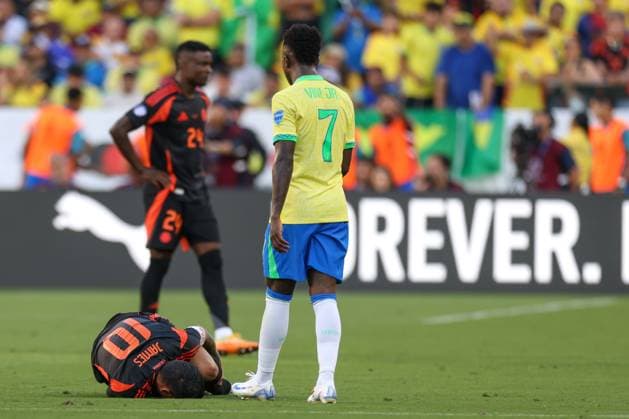July 2, 2024, Santa Clara, Ca, UNITED STATES: James of Colombia during a match against Brazil in Group D of the Copa America at the .LeviÃ¢â‚¬â ¢s Stadium in Santa Clara, California in the United States this Tuesday, July 2, 2024 Santa Clara UNITED STATES - ZUMAv122 20240702_aap_v122_068 Copyright: xWilliamxVolcovx