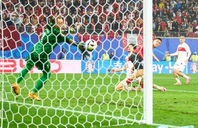 Christoph Baumgartner, AUT 19 missed chance against Mert Günok, Türkiye 1 in the best of 16 match AUSTRIA - TÜRKIJE 1-2 of the UEFA European Championships 2024 on Jul 02, 2024 in Leipzig, Germany.