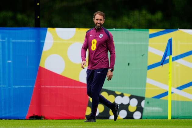 Gareth Southgate manager of England England Training & press conference, PK, Pressekonferenz UEFA European Championship, EM, Europameisterschaft 2024, Quarter Final, Football, Spa & Golf Resort Weimarer Land, Blankenhain, Germany, 03 Jul 2024 EDITORIAL USE ONLY No use with unauthorised audio, video, data, fixture lists, club league logos or live services. Online in-match use limited to 120 images, no video emulation. No use in betting, games or single club league player publications.  Copyright: xDavexShopland Shutterstockx 14568226h