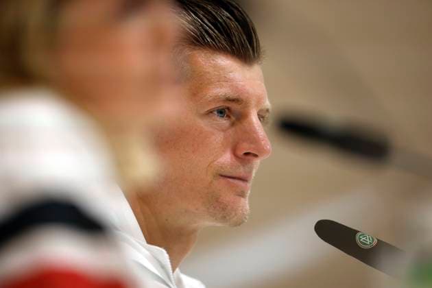 Germany s player Toni Kroos attends a press conference, PK, Pressekonferenz after a training session of the German team held in Herzogenaurach, Germany, 03 July 2024. Press conference of Toni Kroos !ACHTUNG: NUR REDAKTIONELLE NUTZUNG!  Copyright: xALBERTOxESTÉVEZx GRAF1174 20240703-55014047762_1