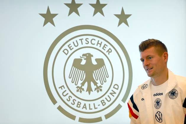 Germany s player Toni Kroos attends a press conference, PK, Pressekonferenz after a training session of the German team held in Herzogenaurach, Germany, 03 July 2024. Press conference of Toni Kroos !ACHTUNG: NUR REDAKTIONELLE NUTZUNG!  Copyright: xALBERTOxESTÉVEZx GRAF1157 20240703-55014047678008_1008