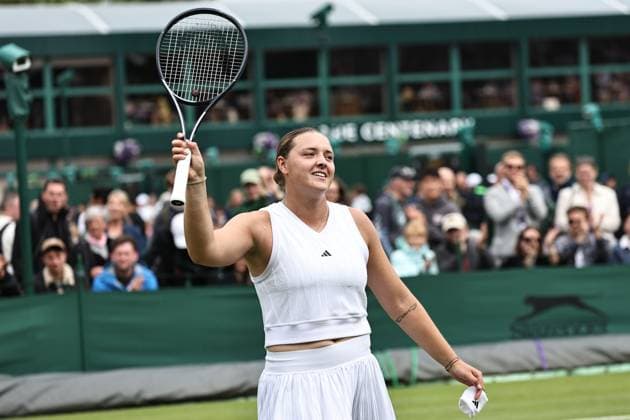 Jule Niemeier, GER, during (rain delayed) first round of 2024 All England Lawn Tennis Championships at Wimbledon, womens singles, London, 03 07 2024; -