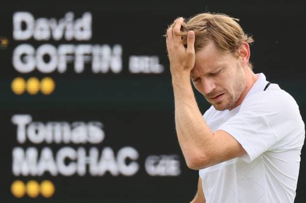 Sport Bilder des Tages Belgian David Goffin pictured during a tennis match against Czech Machac, in the first round of the men s singles competition of the 2024 Wimbledon grand slam tournament at the All England Tennis Club, in south-west London, Britain, Wednesday 03 July 2024. BENOITxDOPPAGNE  x95769073x
