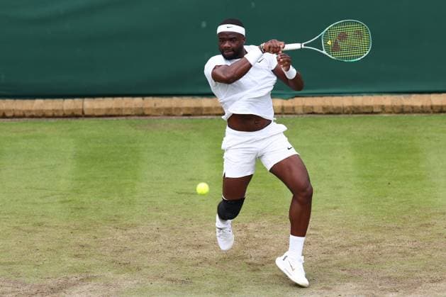 3rd July 2024; All England Lawn Tennis and Croquet Club, London, England; Wimbledon Tennis Tournament, Day 3; Frances Tiafoe (USA) in action during his second round match against Borna Coric (CRO)  ActionPlus12663264 ShaunxBrooks