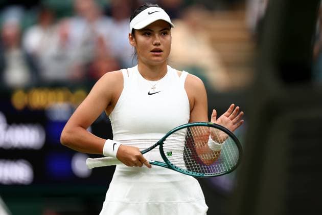 3rd July 2024; All England Lawn Tennis and Croquet Club, London, England; Wimbledon Tennis Tournament, Day 3; Emma Raducanu (GBR) during her second round match against Elise Mertens (BEL)  ActionPlus12663303 ShaunxBrooks