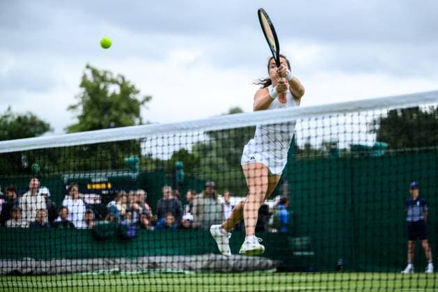 240703 Ulrikke Eikeri of Norway compete in a first round doubles match during day 3 of Wimbledon on July 3, 2024 in London. Photo: Jesper Zerman BILDBYRAN kod JZ JZ0549 tennis wimbledon day 3 bbeng Copyright: JESPERxZERMAN BB240703JZ041