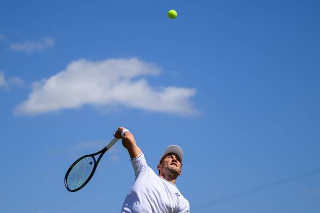 240704 Casper Ruud of Norway competes in a first round doubles match during day 4 of Wimbledon on July 4, 2024 in London. Photo: Jesper Zerman BILDBYRAN kod JZ JZ0550 tennis wimbledon dag 4 bbeng Copyright: JESPERxZERMAN BB240704JZ016