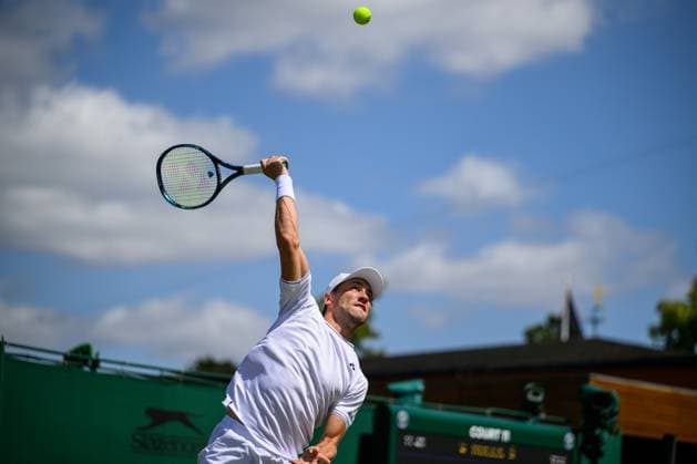 240704 Casper Ruud of Norway competes in a first round doubles match during day 4 of Wimbledon on July 4, 2024 in London. Photo: Jesper Zerman BILDBYRAN kod JZ JZ0550 tennis wimbledon dag 4 bbeng Copyright: JESPERxZERMAN BB240704JZ026