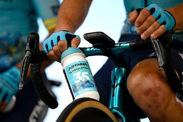 Tour de France 2024 - Stage 06 DIJON, FRANCE - JULY 03 : water bottle with 35 victories of Cavendish Mark (GBR) of Astana Qazaqstan Teamduring stage 6 of the 111th edition of the Tour de France 2024 cycling race, a stage of 163,5 kms with start in Macon and finish in Dijon on July 03, 2024 in Dijon, France, 03 07 2024 Dijon France  Copyright: xNicoxVereeckenx