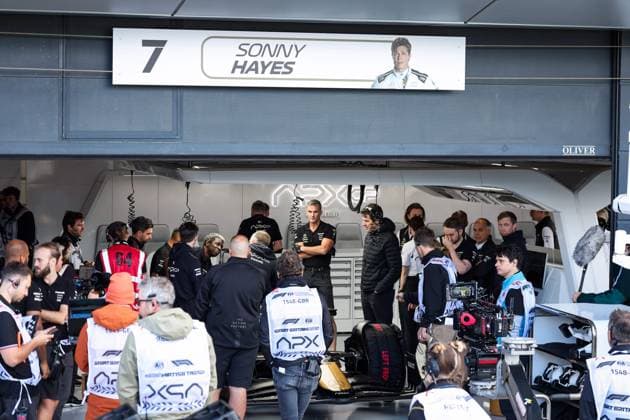 07 HAYES Sonny, Modified F2 car prepared by Mercedes Applied Science and Carlin for the fictional Apex APXGP team in the F1 movie by Apple Studios Bruckheimer Films, during the Formula 1 Qatar Airways British Grand Prix 2024, 12th round of the 2024 Formula One World Championship, WM, Weltmeisterschaft from July 5 to 7, 2024 on the Silverstone Circuit, in Silverstone, United Kingdom - F1 - BRITISH GRAND PRIX 2024 DPPI Panoramic  240704_R12_GRAN_BRETAGNA_DP_FG004005