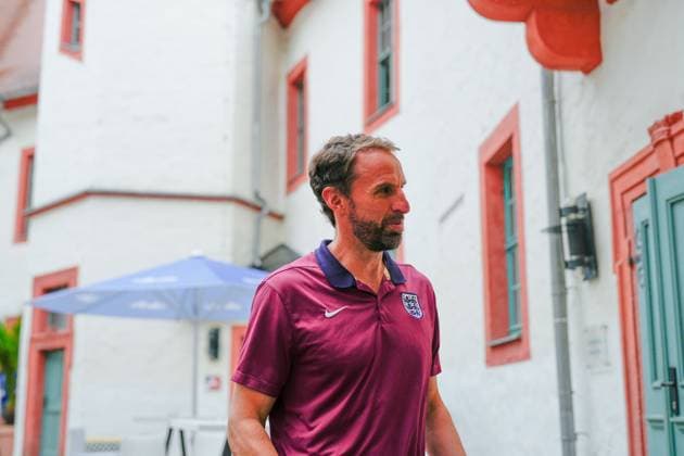 Gareth Southgate manager of England at the media centre England press conference, PK, Pressekonferenz UEFA European Championship, EM, Europameisterschaft 2024, Quarter Final, Football, Spa & Golf Resort Weimarer Land, Blankenhain, Germany, 04 Jul 2024 EDITORIAL USE ONLY No use with unauthorised audio, video, data, fixture lists, club league logos or live services. Online in-match use limited to 120 images, no video emulation. No use in betting, games or single club league player publications. Copyright: xDavexShopland Shutterstockx 14568238l