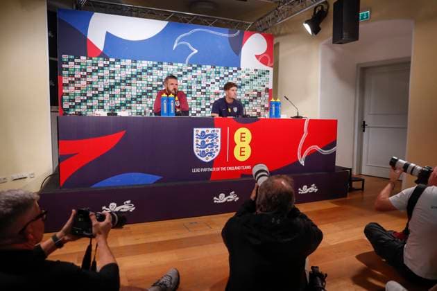 England press conference, PK, Pressekonferenz John Stones of England during the England Press Conference at Spa & Golf Resort Weimarer Land, Blankenhain UK Newspapers OUT Copyright: xPaulxChestertonx FIL-20325-0015
