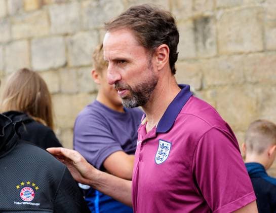 Gareth Southgate manager of England at media centre England press conference, PK, Pressekonferenz UEFA European Championship, EM, Europameisterschaft 2024, Quarter Final, Football, Spa & Golf Resort Weimarer Land, Blankenhain, Germany, 04 Jul 2024 EDITORIAL USE ONLY No use with unauthorised audio, video, data, fixture lists, club league logos or live services. Online in-match use limited to 120 images, no video emulation. No use in betting, games or single club league player publications. Copyright: xDavexShopland Shutterstockx 14568238r