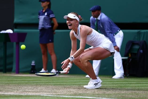 Sport Bilder des Tages Harriet Dart of Great Britain celebrates winning Wimbledon Tennis Championships, Day 4, The All England Lawn Tennis and Croquet Club, London, UK - 04 Jul 2024  Copyright: xJamesxMarsh Shutterstockx 14569387en