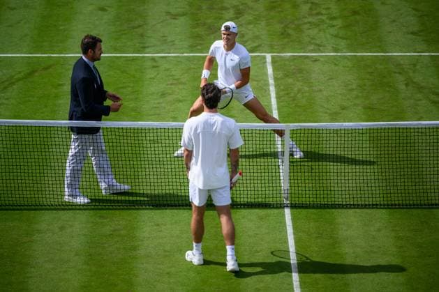240704 Holger Rune of Denmark and Thiago Seyboth Wild of Brazil ahead of a second round singles match during day 4 of Wimbledon on July 4, 2024 in London. Photo: Jesper Zerman BILDBYRAN kod JZ JZ0550 tennis wimbledon dag 4 bbeng Copyright: JESPERxZERMAN BB240704JZ065